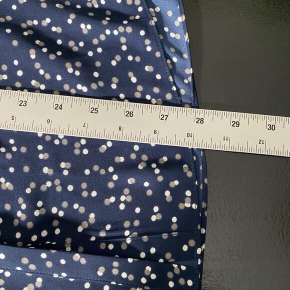 NYDJ Pintuck Pleat Back Blouse Plus Size 1X Pisco Polka Dot Blue White 3/4 Sleev - Picture 15 of 15